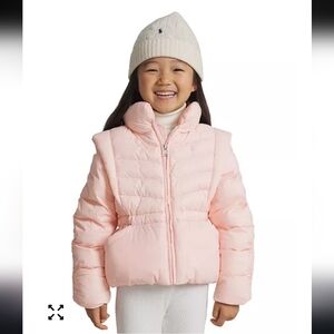Polo Ralph Lauren Puffer Coat Vest Youth XL 16 Pink Full Zip Removable Sleeves